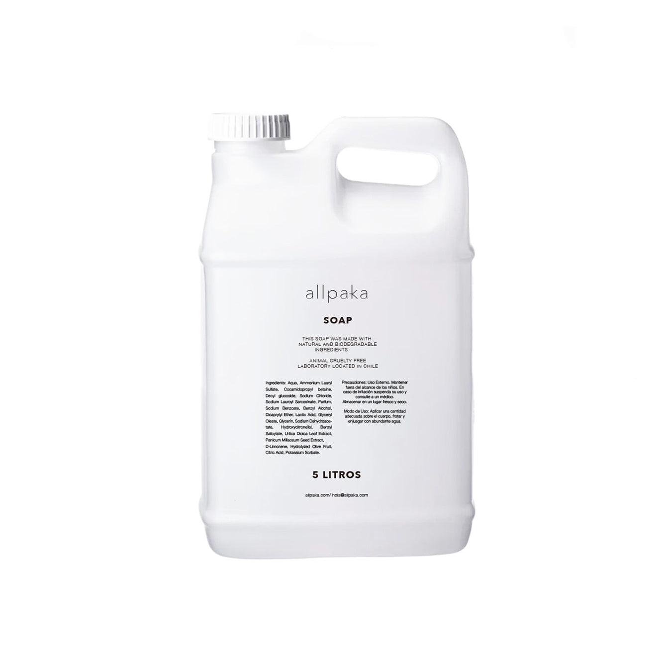 Jabon liquido natural allpaka bidon 5 litros